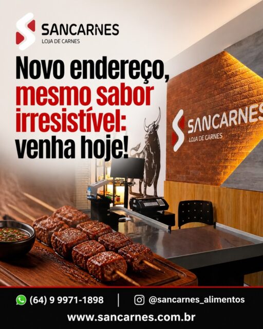 Já sabe onde vai estar neste dia 28/08? 📅
A SANCARNES está de casa nova e o convite para a nossa inauguração é oficial: queremos você aqui para celebrar este novo capítulo da nossa loja de carnes.
O endereço mudou para melhor te receber, mas o padrão dos nossos cortes e aquele sabor irresistível que você já conhece continuam os mesmos.
O que te espera hoje na SANCARNES:
• Uma estrutura moderna e atendimento ainda mais especializado
• Cortes nobres selecionados para o seu churrasco ou para o dia a dia
• E o melhor: uma degustação de espetinho preparada especialmente para quem nos visitar hoje! 🍢🔥
Nosso propósito é fazer parte dos seus melhores momentos com a família e amigos, e nada melhor do que começar essa nova fase com a brasa acesa e carne de procedência garantida.
ESTAMOS TE ESPERANDO PARA CONHECER NOSSA NOVA ESTRUTURA E SABOREAR O MELHOR DA NOSSA CASA.
Precisa da localização exata ou quer garantir algum corte específico para mais tarde?
👇 Chame Agora no WhatsApp 🟩 (64) 9 9971-1898 ou fale conosco pelo @sancarnes_alimentos.
WWW.SANCARNES.COM.BR
#churrasco #ipora #sancarnes #carnesnobres #espetinho